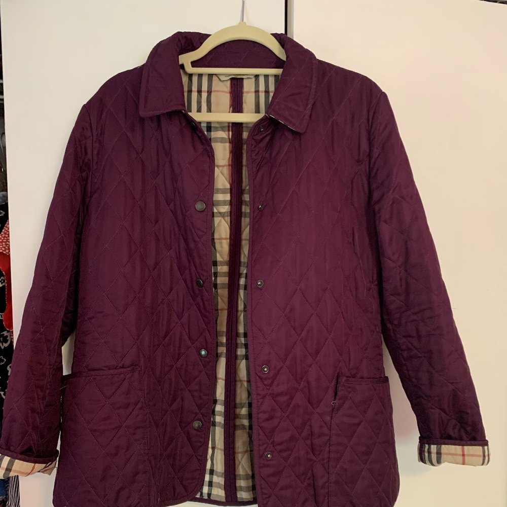 Burberry Diamond Quilted Jacket, Purple, Size M.